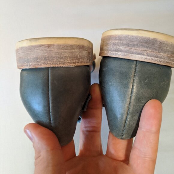 Blue leather John Fluevog flats, retro summer sandals, designer Mary Jane shoes - Picture 8 of 15